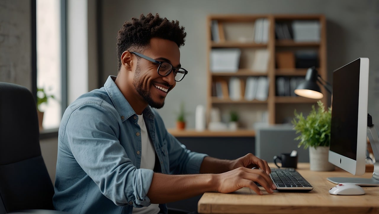 personne devant un ordinateur connecté sur le web